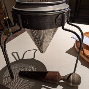 Vintage Wear Ever Aluminum sieve, stand and Pestil